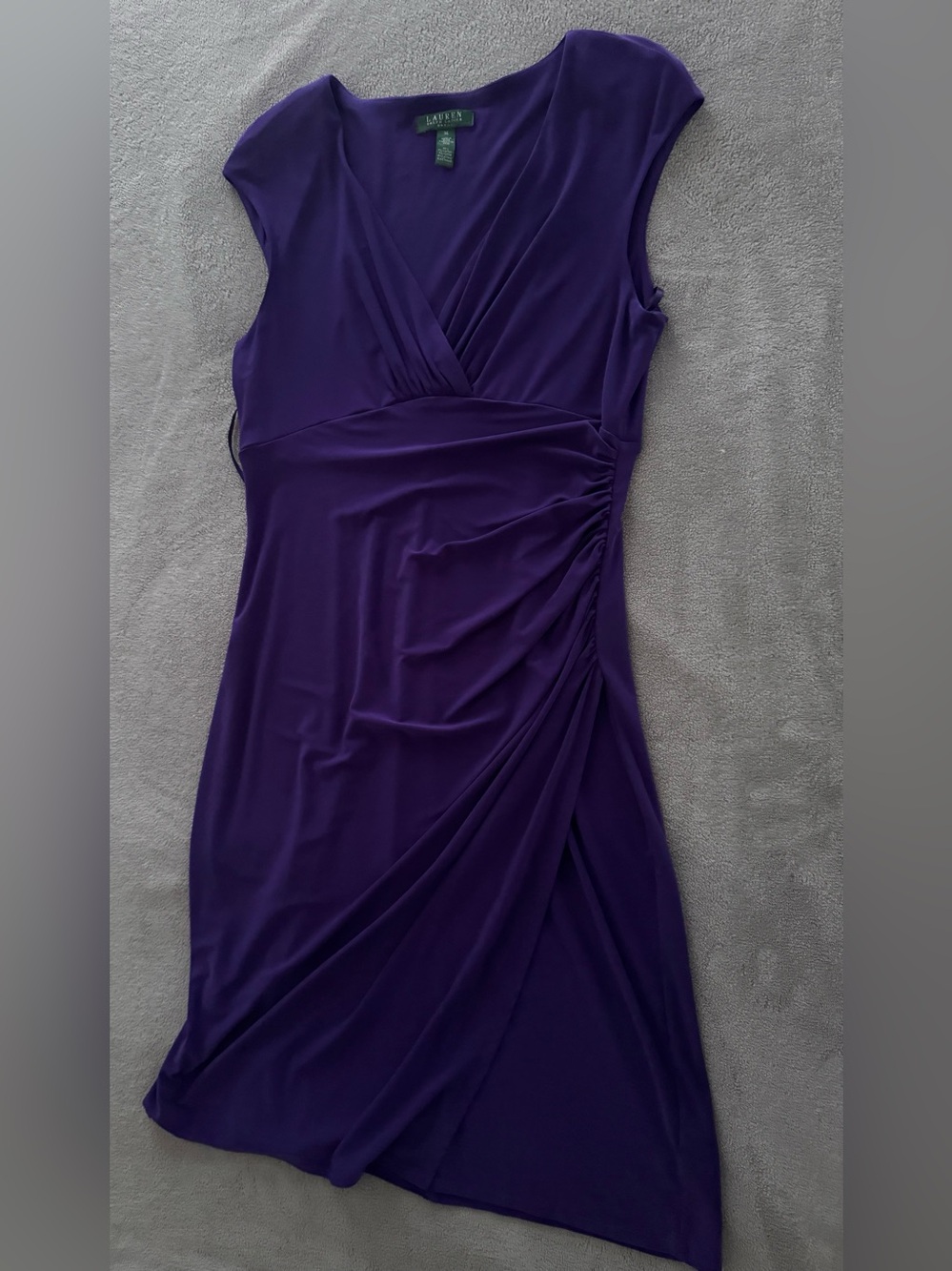Lauren Ralph Lauren Deep Purple Faux-Wrap Midi Dress